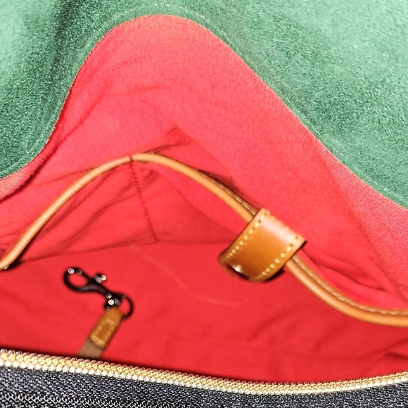 Dooney & Bourke Medium Black Canvas and Brown Leather Trim Satchel - Picture 8 of 13